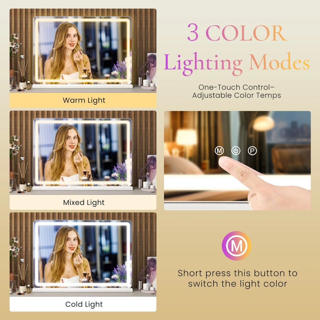 LED Vanity Mirror Lights Aluminum Frame Bathroom Mirror - feature close-up