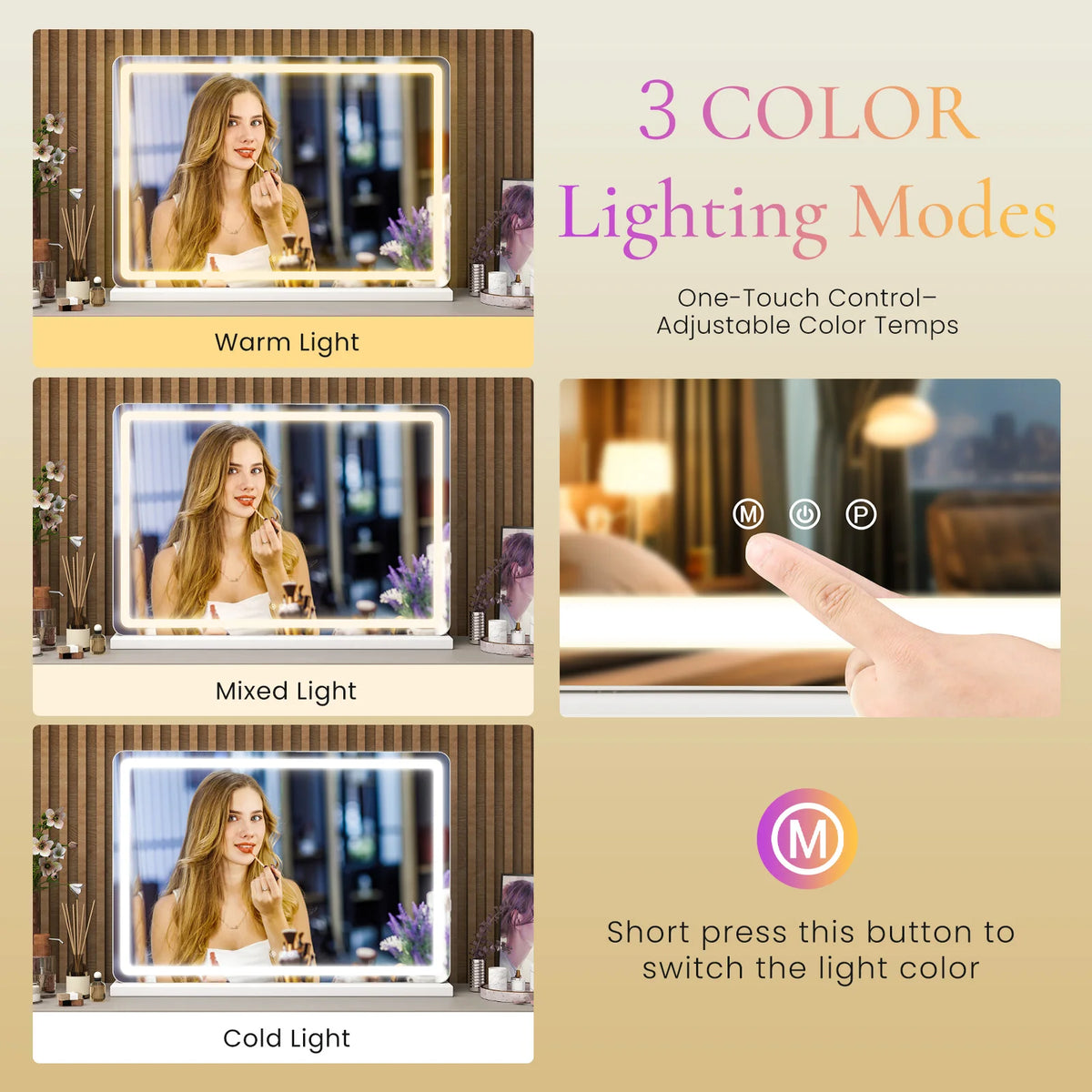 LED Vanity Mirror Lights Aluminum Frame Bathroom Mirror - feature close-up