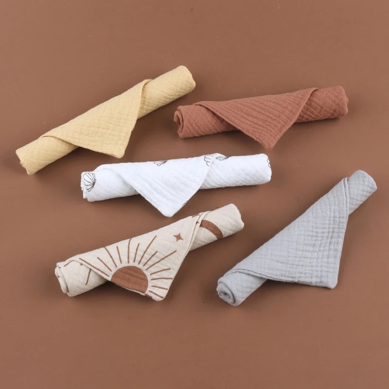 5PCS Soft Absorbent Gauze Cotton Baby Towels Wipe Face