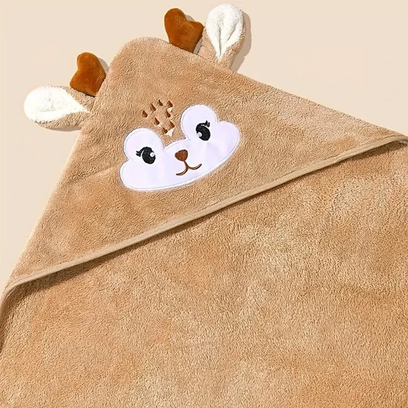 Cartoon Baby Bath Towel Infant Soft Bathrobe Hooded - detail view