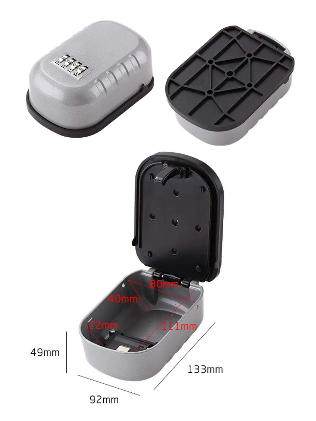 1 Aluminum Alloy Safe, Modern Wall Mounted Household Safety Lock Box - set overview
