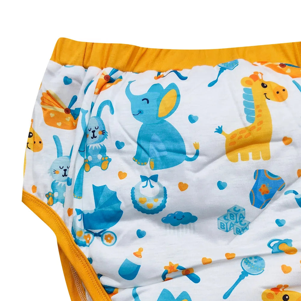 Yellow baby giraffe Waterproof Adult Baby Traning Pants - feature close-up