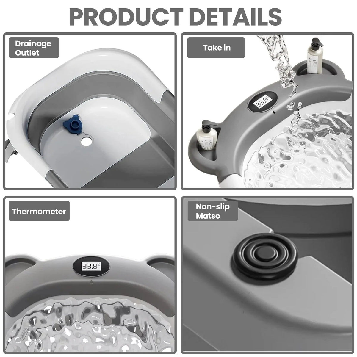 Newborn Collapsible Baby Bathtub Portable Travel Tub - detail view