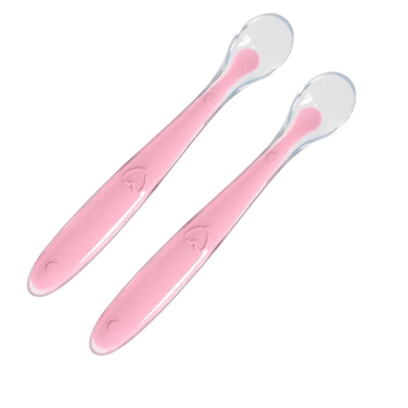 2 Pcs Baby Silicone Spoon Learning Spoon Set Stars