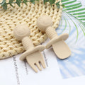 New Little Bear Pattern Baby Food Spoon Fork Short - side angle