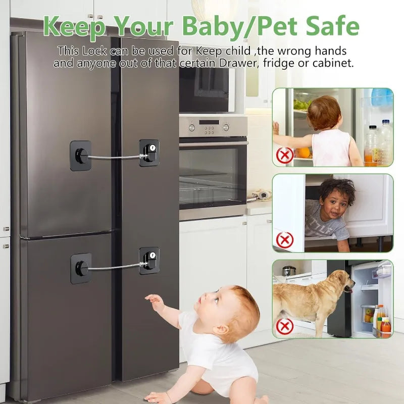 2 4 6Pcs Fridge Cabinet Locks Kids Keys Self Adhesive