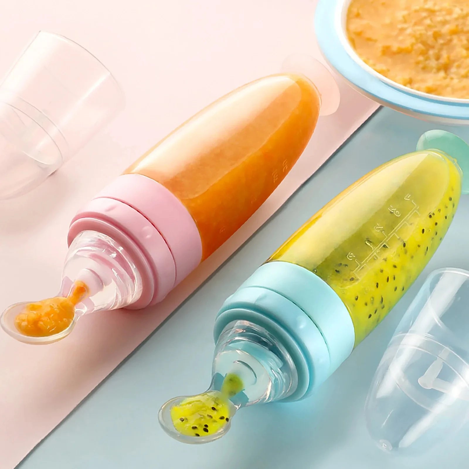 Depressible Silicone Bottle Feeding Safe Baby Feeding - lifestyle in-use