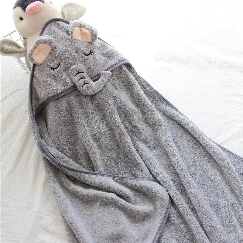80 80cm Cartoon Baby Bath Towel Body Hooded Polyester