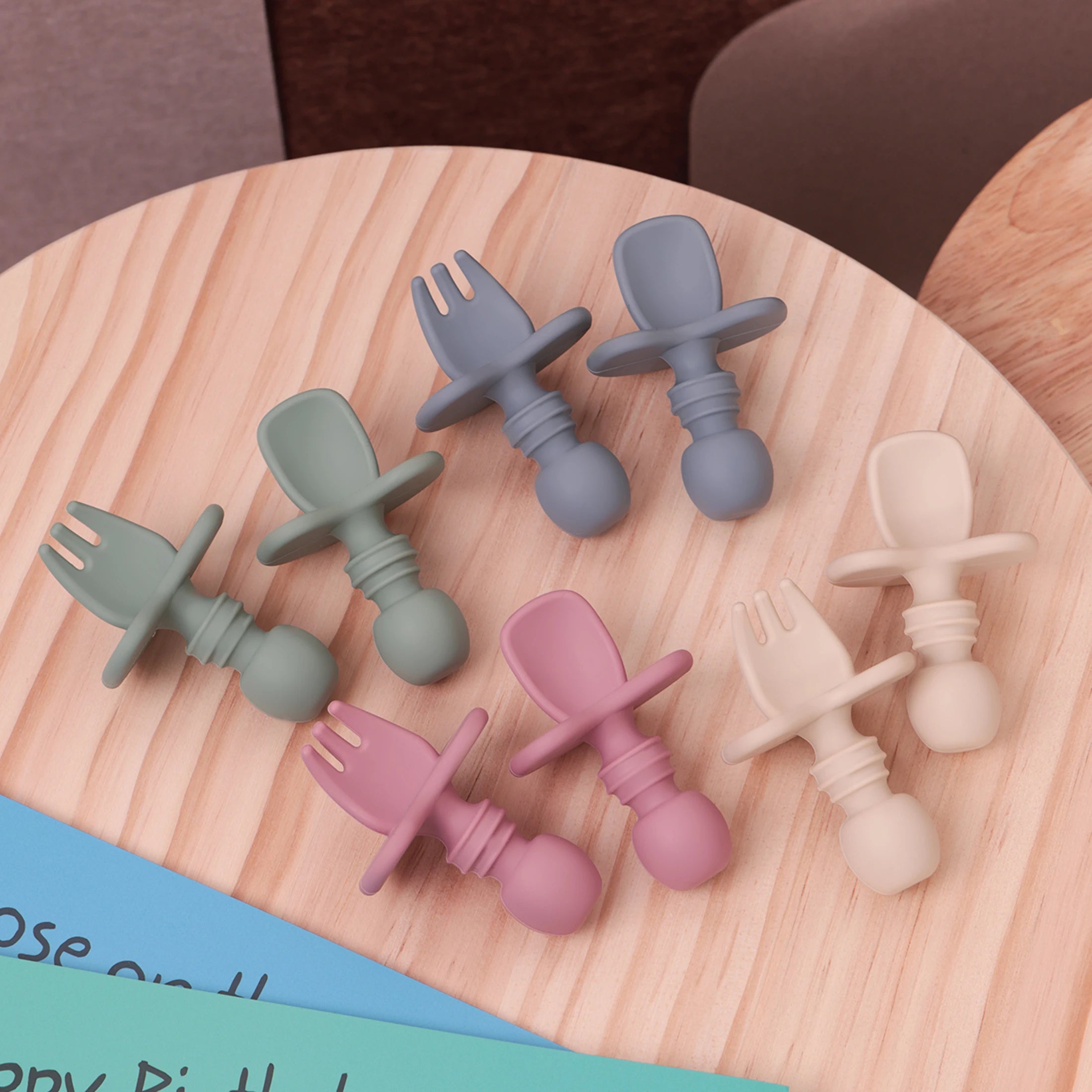 Color Kids 2PCS Silicone Baby Tableware Set Soft Fork - size reference