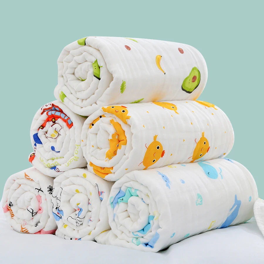 4-Layer Gauze Infant Washcloth Baby Bath Towel Newborn - side angle