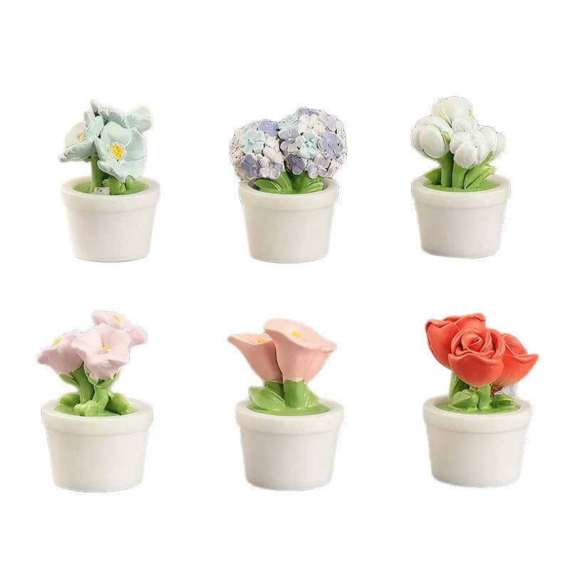 Simulation rose tulip flower potted plant tabletop small ornament - set overview