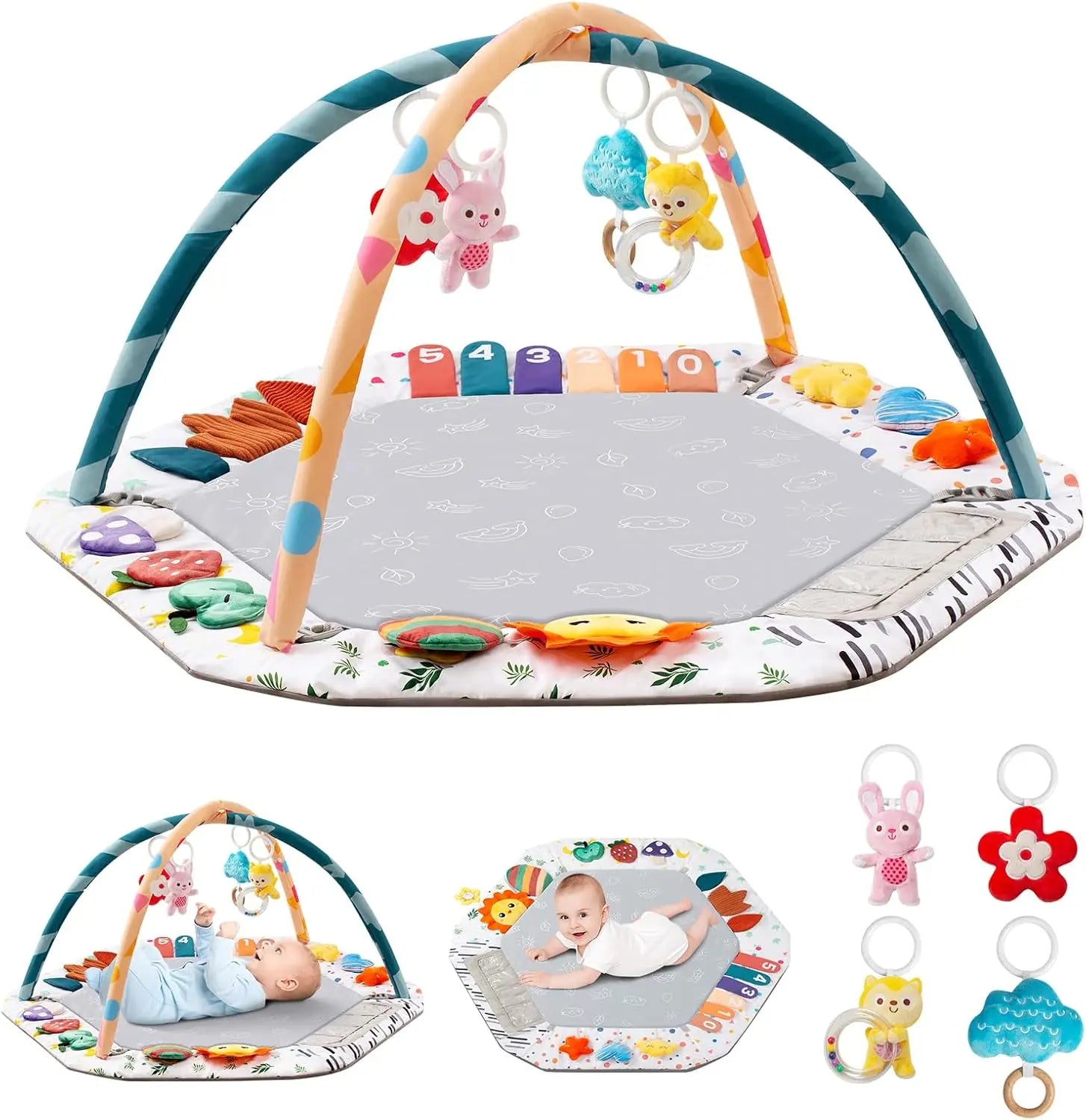 Baby Play Gym Mat 6 Development Zones Tummy Time - lifestyle in-use