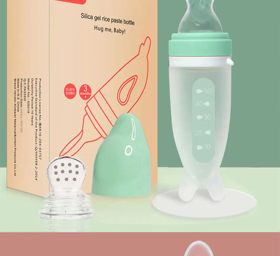 Baby Feeding Bottle Dolphin Silicone Rice Cereal Spoon