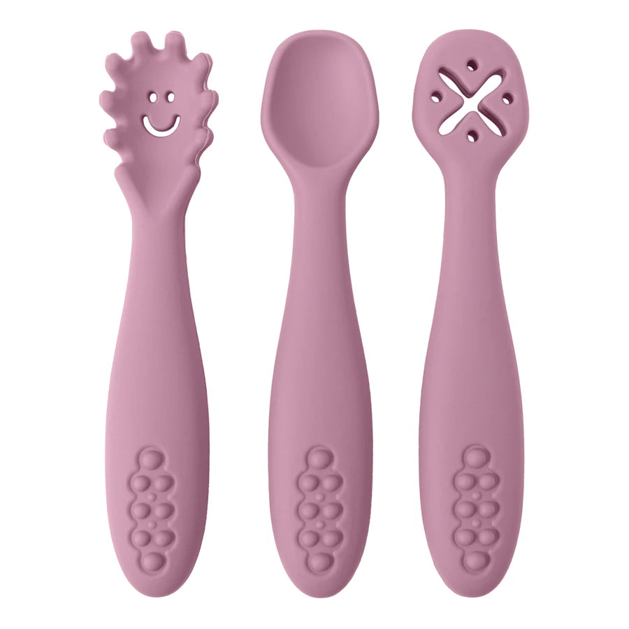 3PCS Cute Baby Learning Spoons Utensils Set Newborn