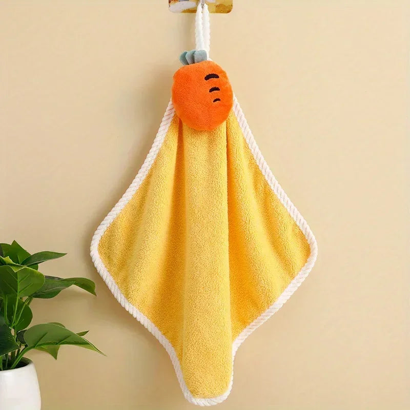 4pcs Coral Fleece Hangable Hand Towels Kids Baby