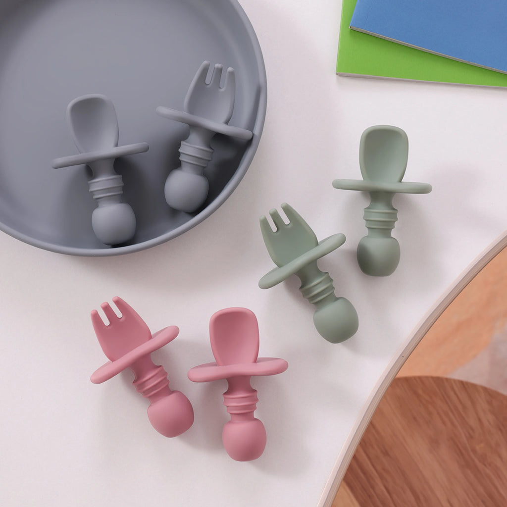 Color Kids 2PCS Silicone Baby Tableware Set Soft Fork