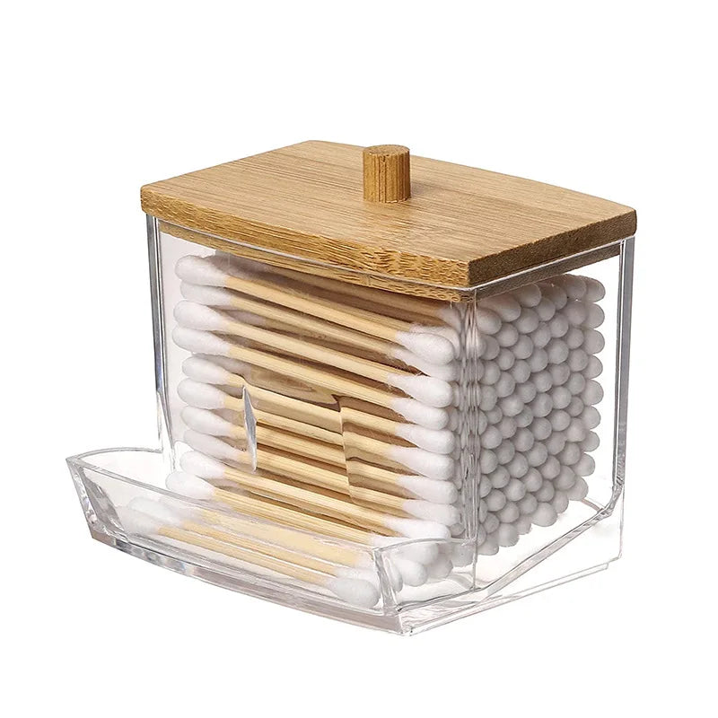 Cotton Swab Storage Box Double Head Wood Baby Cotton - lifestyle in-use