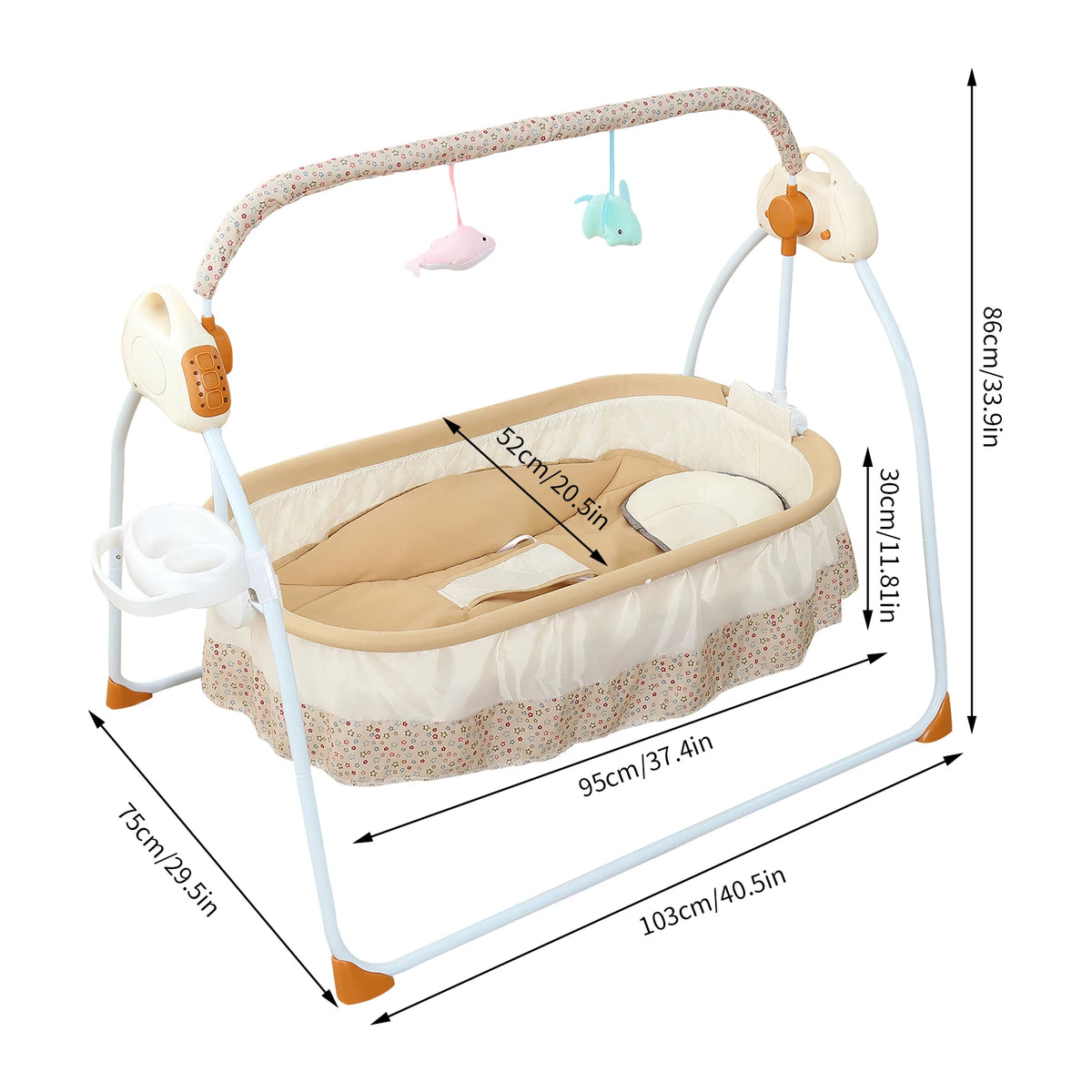 Electric Cradle Foldable Electric Baby Cradle w/ Music Dual Control