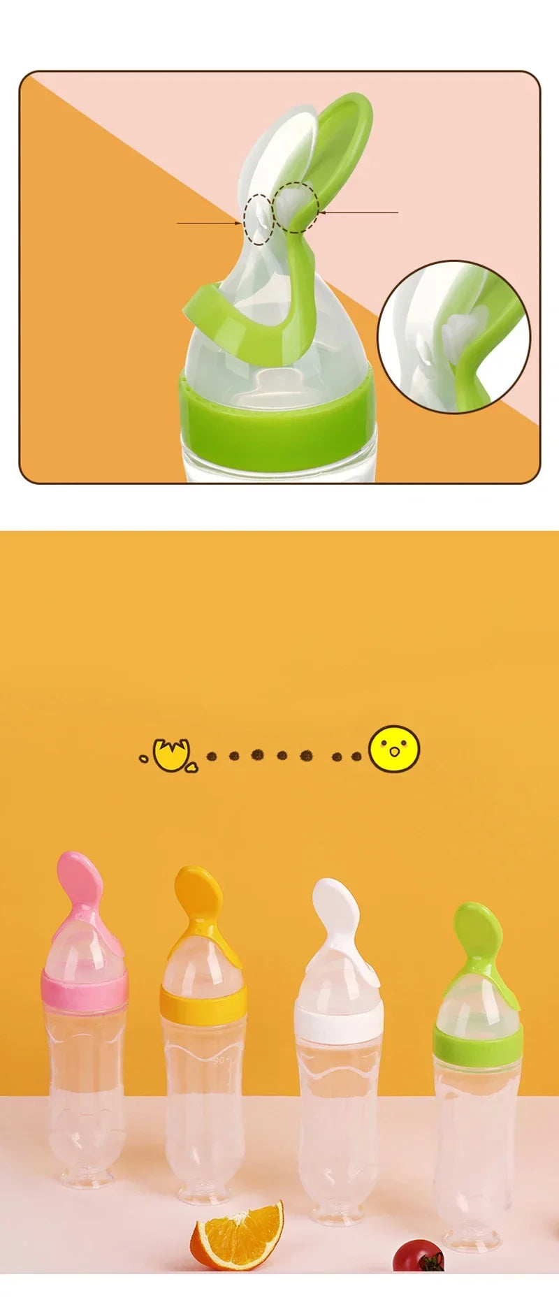 Safe Useful Silicone Baby Bottle Spoon Food Supplement