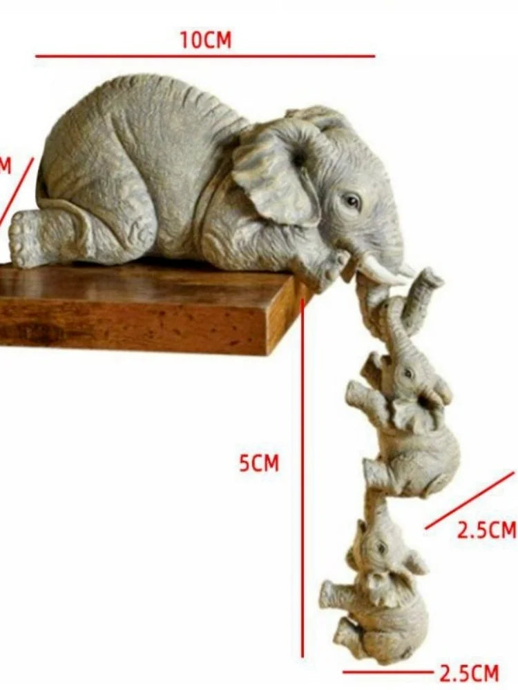 3pcs set Cute Elephant Figurines Elephant Holding Baby - set overview