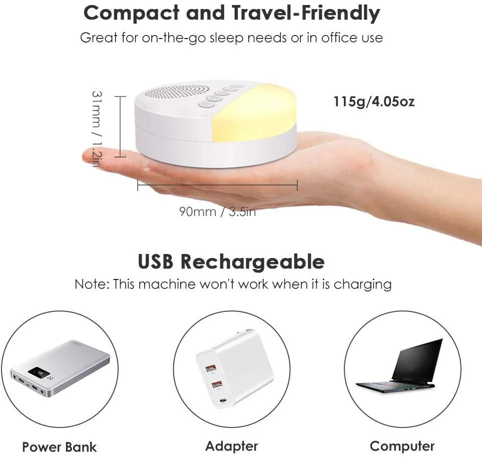 Baby White Noise Machine USB Rechargeable Timed - lifestyle in-use