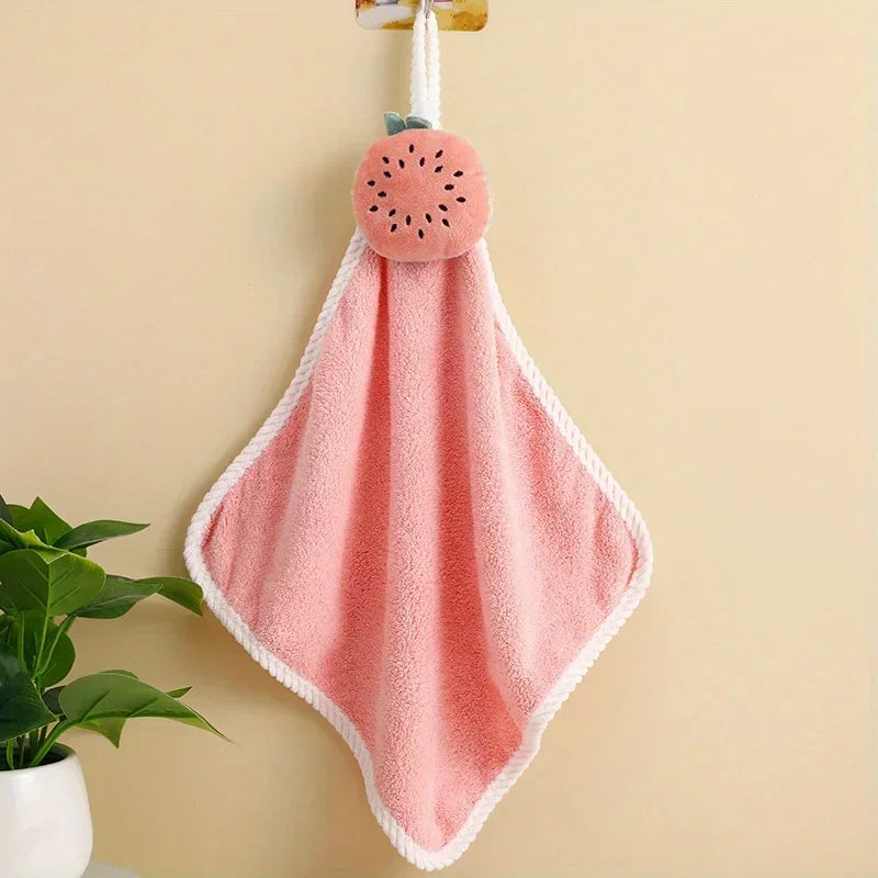 4pcs Coral Fleece Hangable Hand Towels Kids Baby