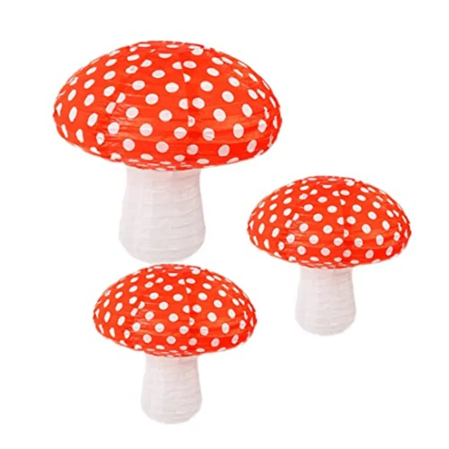 3Pcs Mushroom Paper Lanterns - front view