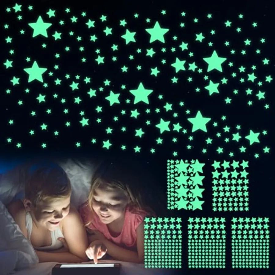 469 Pcs Glow Dark Stars Wall Stickers Ceiling Wall - front view