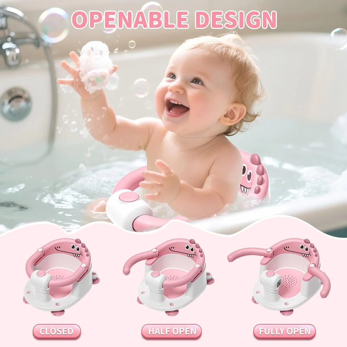 Baby Bath Seat with Non-Slip Suction Cups & Soft Cushion - detail view