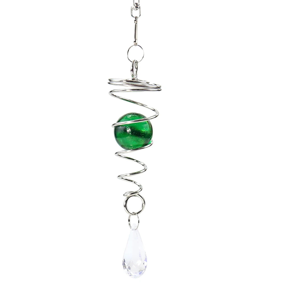 Rotating Spiral Tail Wind Spinner Chimes Crystal Glass - size reference