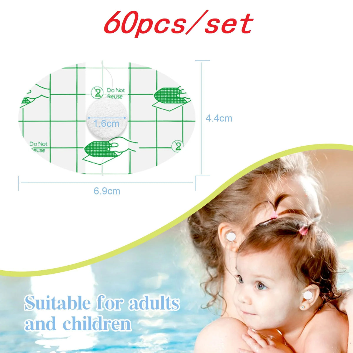 60Pcs Baby Shower Ear Stickers Newborn Baby Shower