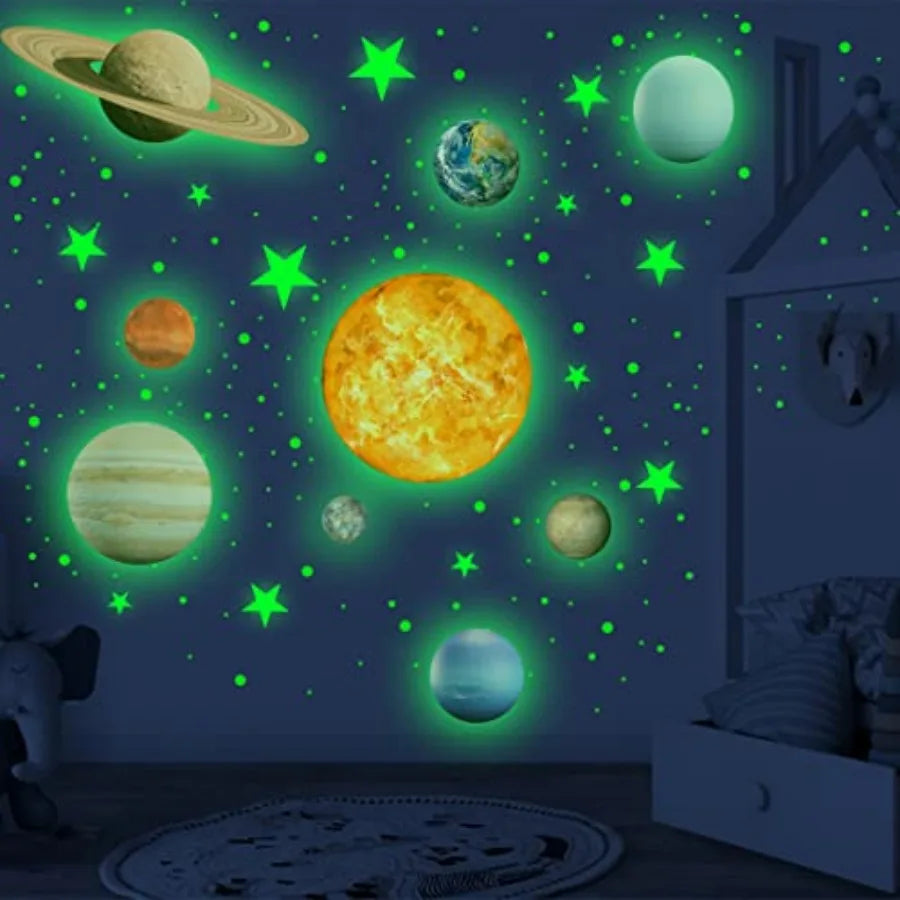 Glow in The Dark Stars Solar System Wall Stickers - lifestyle in-use