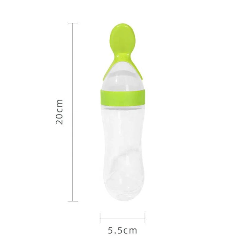 Squeezing Feeding Bottle Silicone Newborn Baby Training - lifestyle in-use