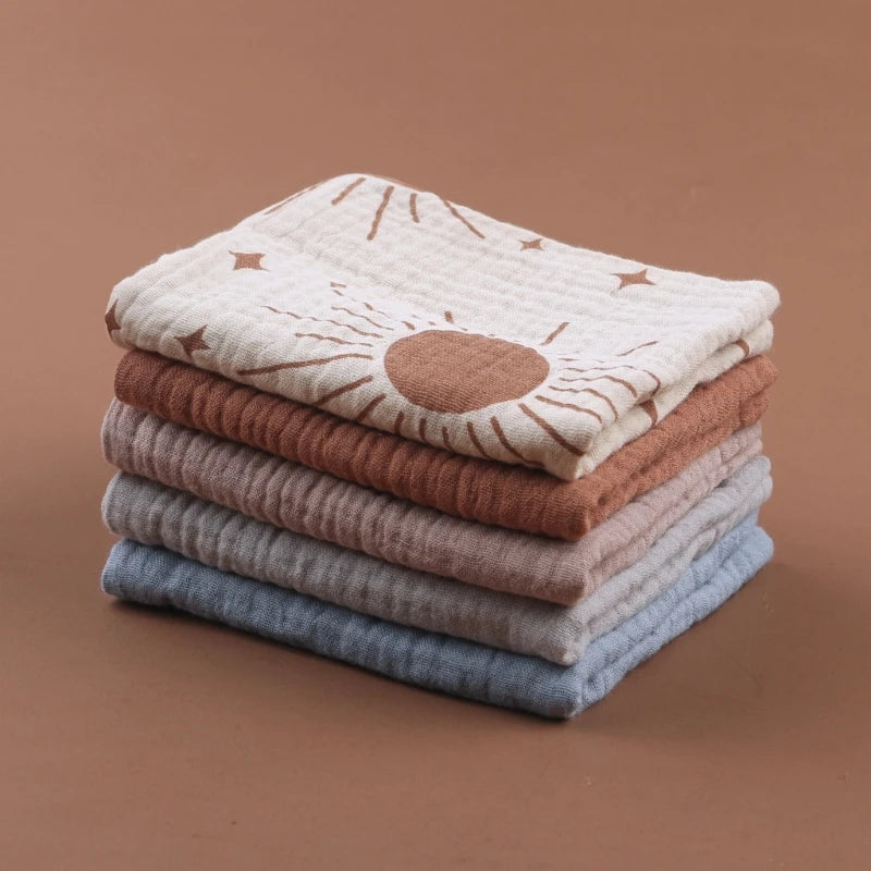5PCS Soft Absorbent Gauze Cotton Baby Towels Wipe Face