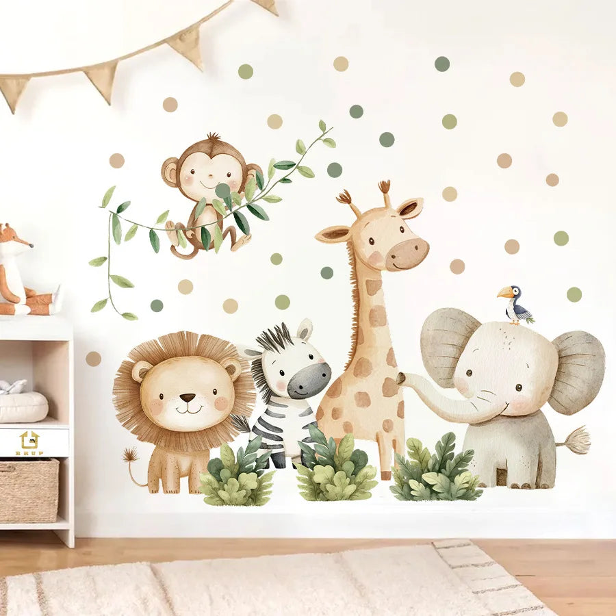 Cute Forest Animals Wall Stickers Kids Rooms Children - size reference