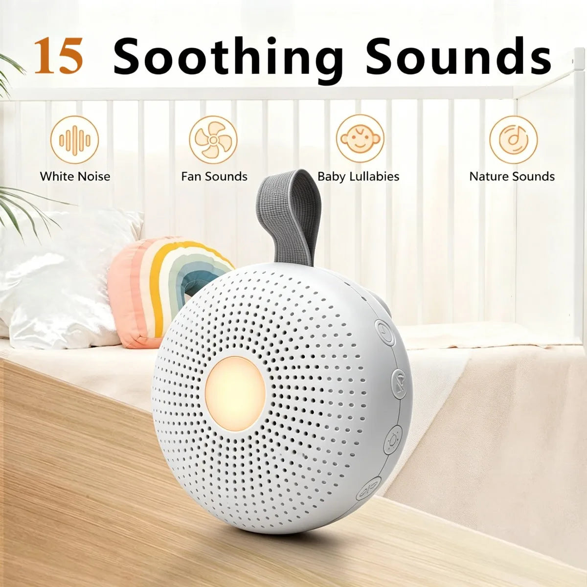 Portable White Noise Machine Baby Warm Night Light 15 - front view