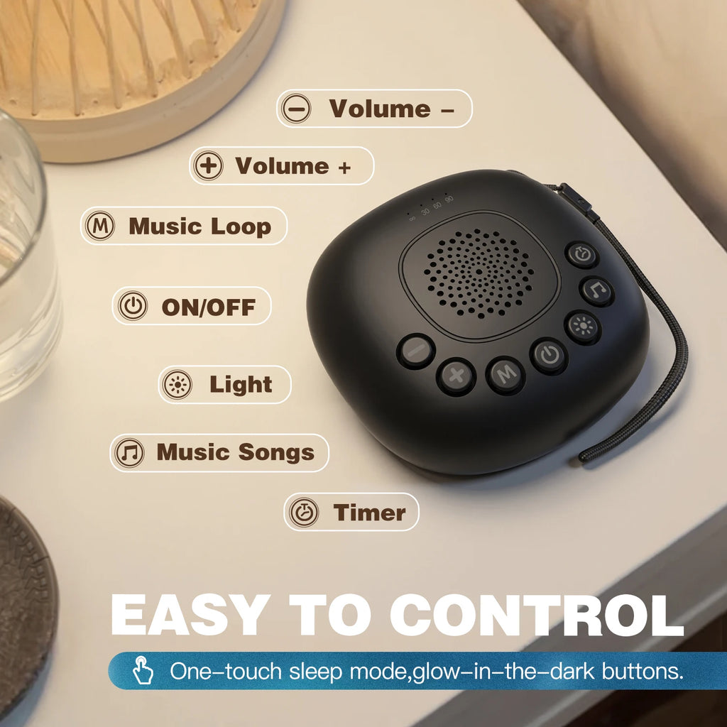 Portable White Noise Machine 20 Sounds RGB Night Light - detail view