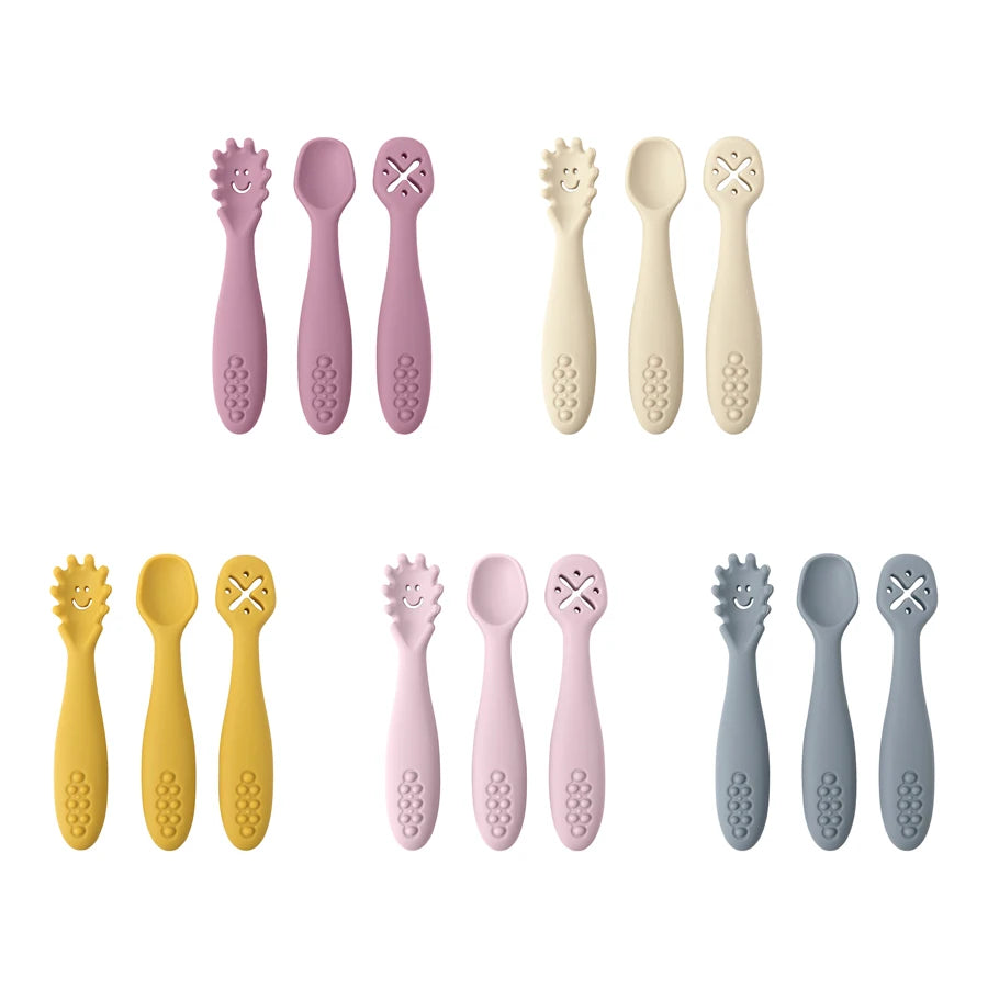 3PCS Cute Baby Learning Spoons Utensils Set Newborn