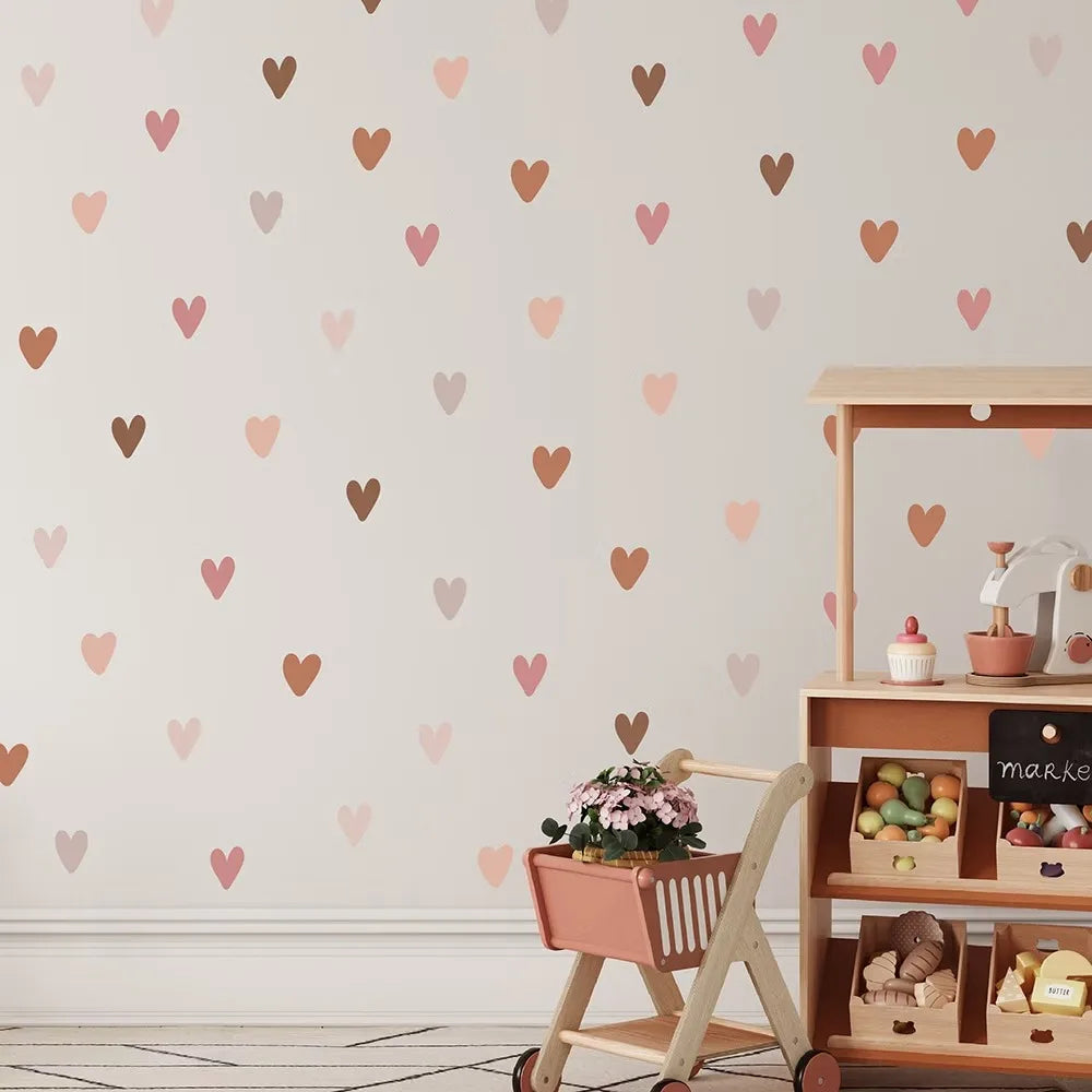 Bohemian Style Heart-Shaped Vinyl Wall Decals Peel - front view