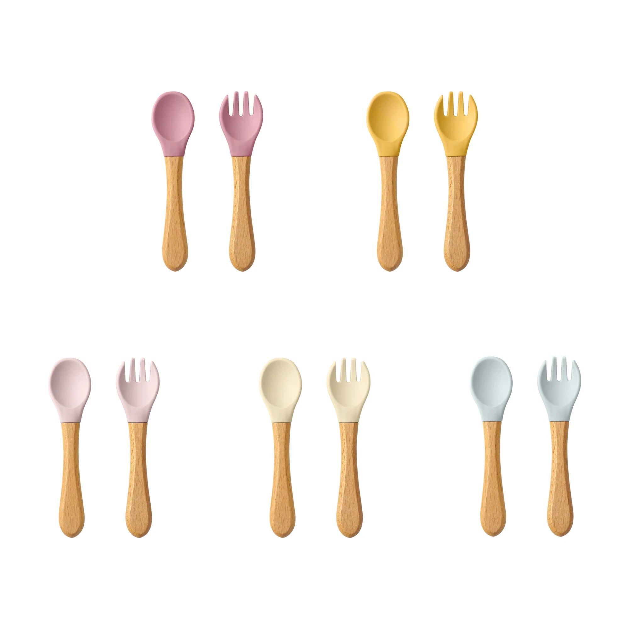 2PCS Baby Learning Spoons Utensils Set Food Grade - lifestyle in-use