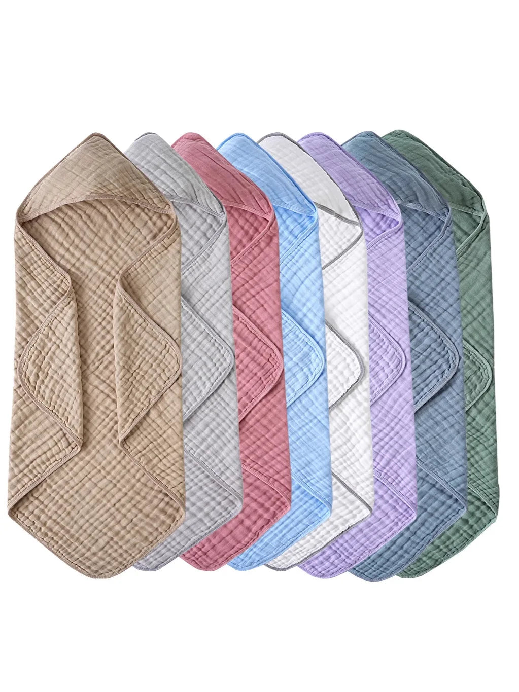 Solid Color 6-Layer Muslin Cotton Baby Bath Swaddle Blanket - set overview