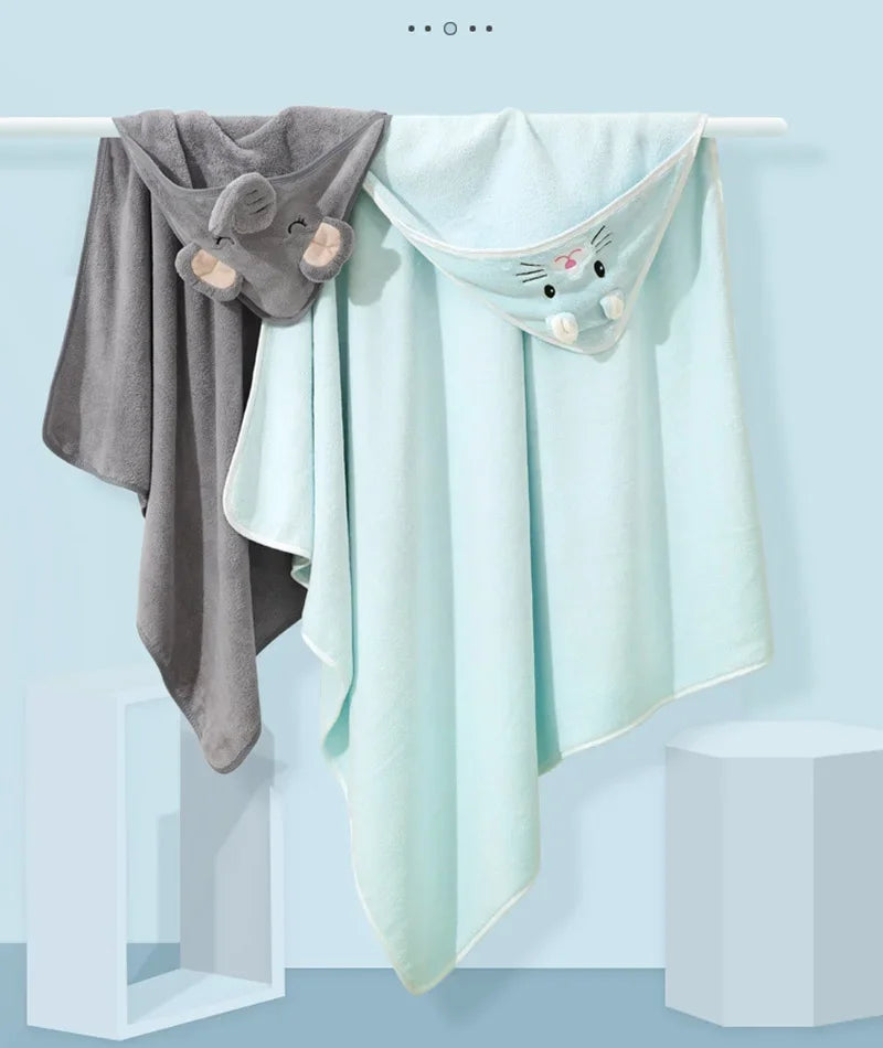 Cartoon Animal Baby Bath Towels Soft Newborn Hooded - set overview