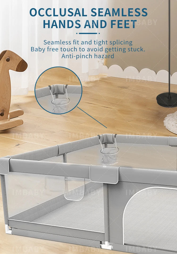 IMBABY Grey Corral Baby Protective Angle Baby - side angle