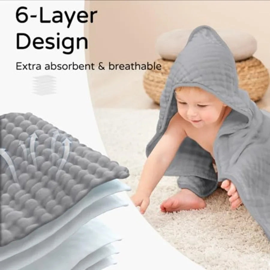 Yoofoss Hooded Baby Towels Newborn 100 Muslin Cotton - packaging view