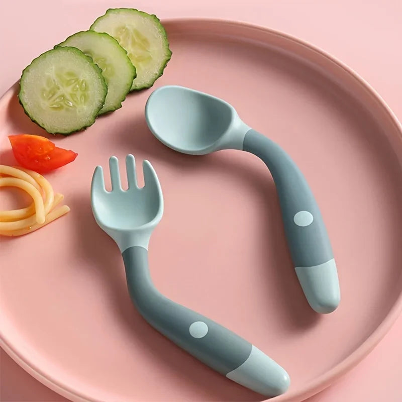 Baby Fork Spoon Set Bendable Toddler Utensils Soft - feature close-up