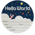 Hello World Baby Name Sign Birth Announcement Plaque - material close-up