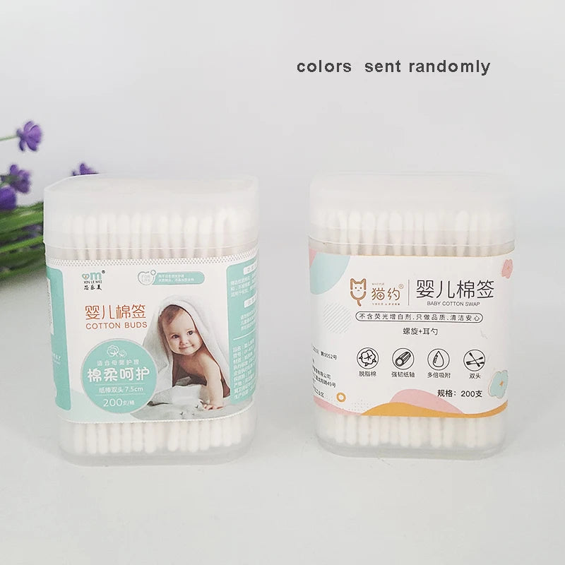 1 Box Sterile Baby Cotton Swabs Double Ended Spiral - detail view
