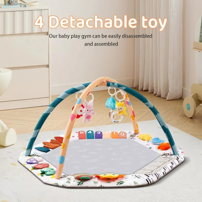 Large Baby Play Gym Mat Sensory Toys 0-18 Months Tummy - set overview