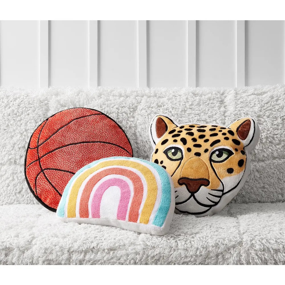 Embroidered Cheetah Decorative Pillow Kids Room 14x14 - set overview