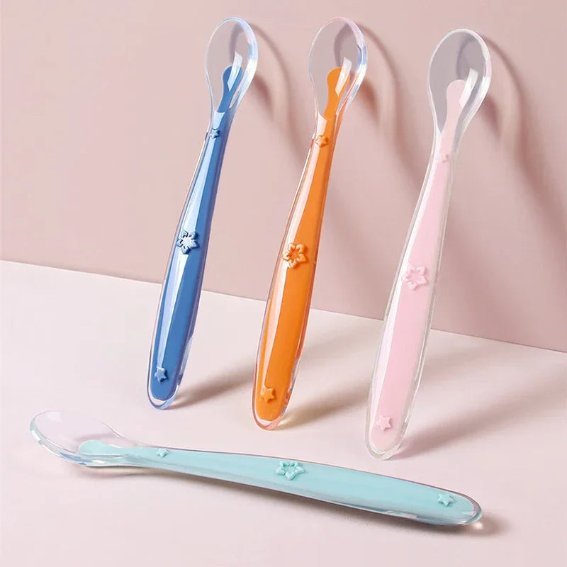 2 Pcs Baby Silicone Spoon Learning Spoon Set Stars - lifestyle in-use